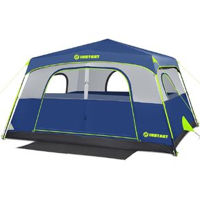 8 Person Instant Tent, Waterproof Pop Up Tents for Camping with Rainfly, 60 Seconds Easy Setup, Automatic Cabin Tent for Family Camping with Expandable Carry Bag & Upgraded Ventilation