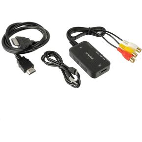RCA to HDMI Converter AV to HDMI Adapter 1080P Cable Conversion Signal Adapter Supports PAL/NTSC Suitable for N64 SNES PS1 PS2 PS3 Xbox VHS VCR DVD Player