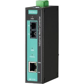MOXA IMC-21A-S-SC Industrial 10/100BaseTX to 100BaseFX Media Converter, Single Mode, SC Connector, -10 to 60 °C