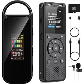 96GB Digital Voice Recorder + 64GB Portable Mini Audio Recorder