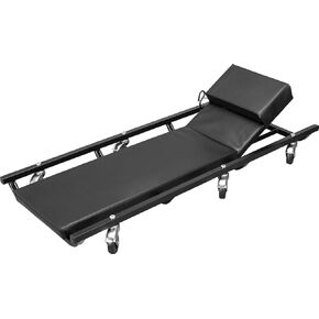 Torin ATRP6240B Blow Molded Plastic Rolling Garage/Shop Creeper: 40" Mechanic Cart with Padded Headrest, Dual Tool Trays and 6 Casters, Black
