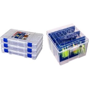 Flambeau Outdoors Fishing Tackle Tray Boxes with Zerust Dividers, Includes 4007PK3 3 Pack and 550 Large Big Mouth Spinnerbait Box