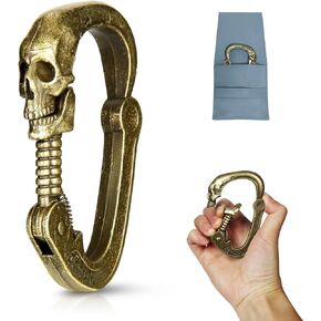 Novel Skull Carabiner with Articulated Cervical Column Clasp, Stainless Steel Heavy Duty Skull Keychain, Versatile Cool Punk Skull Carabiner for DIY Accessories, Camping, Hiking, Keychains, etc.