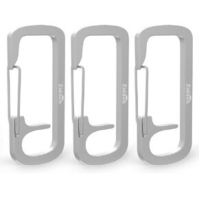 3PC Stainless Steel Durable Locking Carabiner Keychain Clip with Hook