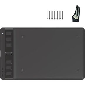 HUION Inspiroy 2 Small Drawing Tablet Black Digital Art Tablet Bundle with Skeleton Artist Glove