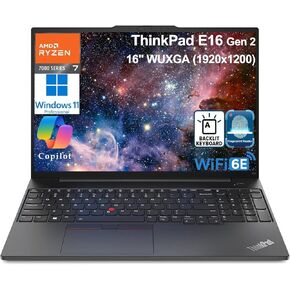 Lenovo ThinkPad E16 G2 Business Laptop Computer, 32GB DDR5 RAM, 1TB PCIe SSD, AMD 8-Core Ryzen 7 7735HS (Beat i7-1360P), 16" FHD+, WiFi 6E, Backlit KB, Fingerprint Reader, Windows 11 Pro, Vent-Hear