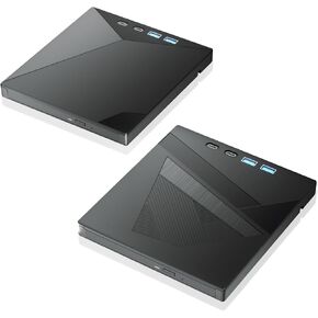 2 Pack External CD/DVD Drive for Laptop, 7-in-1 USB3.0 Type-C DVD Player Portable Disk Drive Can for Burn Read Writer Disk Duplicator Compatible with Latptop PC Windows XP/7/8/10, Linux Mac OS