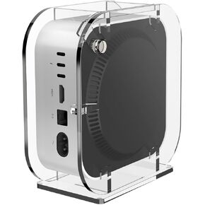 Acrylic Vertical Desktop Stand for Mac mini 2024, Upright Desk Holder Compatible with Mac mini M4 / M4 Pro, Space Saving, Heat Dissipation, Easy Access to Power Button (Clear)