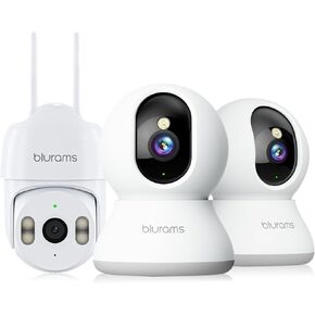 blurams Indoor & Outdoor Bundle Set, Cameras for Home Security with AI Motion Detection,2-Way Talk, Color/IR Night Vision, Compatible with Alexa