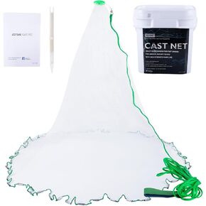 Goture American Fishing Cast Net Saltwater Freshwater, 3/8inch Mesh Size Casting Net for Bait Fish Shrimp Trap,Strong Zinc Sinker, 4ft Radius Throw Cast Net with Needle