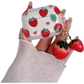 Earphone Case for AirPods 4, Lovely Transparent Bowknot Cherry Clear Case Soft Silicone Sleeve, AirPods 4 Cover Protective Skin Shockproof Protector for Earbuds +Cherry Keychain