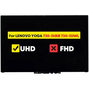 15.6" Digitizer Assembly for Lenovo Yoga 730-15 730-15IKB 730-15IWL 81CU 81JS 5D10Q89745 LCD Touch Screen Replacement 4K UHD 40 Pin with Bezel