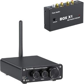 Fosi Audio Box X1 Phono Preamp for MM Turntable and BT10A Bluetooth 5.0 Stereo Audio 2 Channel Amplifier Receiver