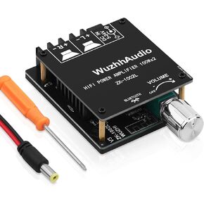 ZK-1002L 200W Audio Power Amplifier Board with Bluetooth and AUX Inputs, 2.0 Channel Stereo Mini Power Amplifier Receiver Module for Home DIY Speakers System, DC 5-24V