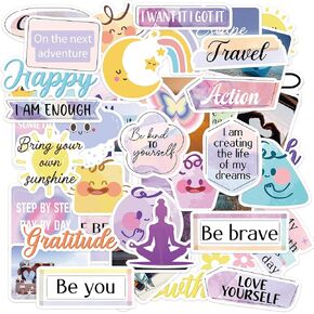 50 Pcs Black Girl Stickers, Inspirational Decals, Self-Affirmation Motivational Quotes Sticker for Vision Board Journaling Scrapbook Laptop, DIY Gifts for Girls