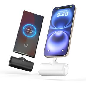 [2-Pack] A ADDTOP-Mini-Portable-Charger-5000mah - 15W Fast Charging Portable Phone Charger Ultra-Compact USB C Battery Pack for iPhone 16/15 Series/Galaxy/Android etc