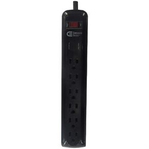 Commercial Electric 6-Outlet Surge Protector with 8 ft. Cord and 45 Degree Flat Angle Plug, Black