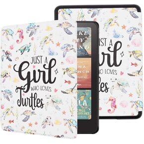 Case for Kindle Paperwhite 12th Gen 2024 (7") & Kindle Colorsoft Signature Edition, Lightweight PU Leather Protective Cover with Auto Sleep Wake Hand Strap Feature, Cute Owl