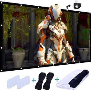 Projector Screen 16:9 Foldable Anti Wrinkle Portable Projector Movie Screen for Home Cinema Outdoor Indoor Support Double Sided Projection 3