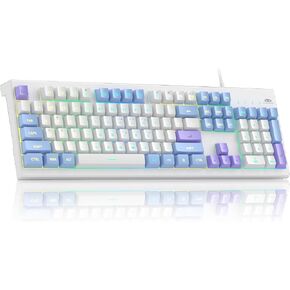 لوحة مفاتيح ماجيجي كريمي ومشط الماوس ، لوحة المفاتيح الكلاسيكية K2 Wired RGB Backlit لوحة مفاتيح 104 لوحة مفاتيح مريحة للماء ، لوحة مفاتيح الكمبيوتر الشخصي للكمبيوتر/Loptop/Mac - Knight Red