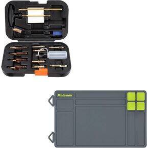 Raiseek Elite Version Pistol Cleaning Kit for 9mm/.357.22.45.40 Caliber with Pistol Gun Cleaning Mat,Anti-Slip Rubberized Repair Mat 15.9" x 9.8"