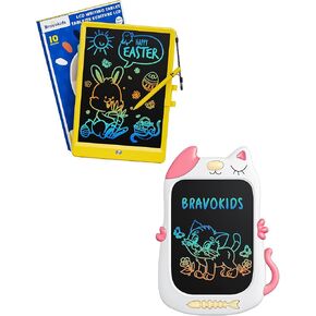 bravokids Toys for 3-8 Year Old Girls Boys, Toddler Girl Gifts, 10 Inch LCD Writing Tablet & 8.5 Inch Cat Doodle Board Bundle