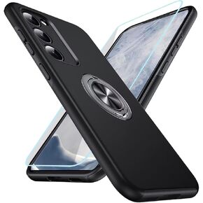 Kickstand Case for Samsung Galaxy S23 Ultra,Military Shockproof Bumper Tough Armour Protective Phone Cover with 360° Rotate Magnetic Ring Stand,1*Screen Protector,Black