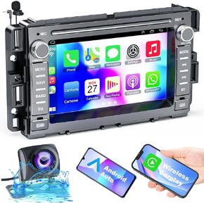 Car Stereo for 2007-2012 Chevrolet Chevy Silverado Impala GMC Sierra Acadia Enclave Yukon, 7" IPS Touch Screen Car Radio with GPS Wireless&Wired CarPlay/Android Auto, Backup Camera/DSP/SWC, 2+32
