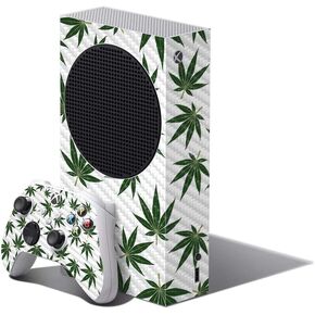 MightySkins Carbon Fiber Skin Compatible with Xbox Series S Bundle - Pot Leaves Green | Protective, Durable Textured Carbon Fiber Finish | Easy to Apply, Remove, and Change Styles | Made in The USA
