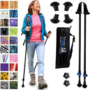 York Nordic Motivator Walking Pole - Just Black and Four Pack Round Wide Hiking Pole Replacement Feet