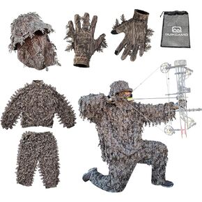Mossy Oak New Bottomland Suit Leafy Suit | قبعة دلو قناع الوجه وقفازات الشاشة (كبيرة/XL)