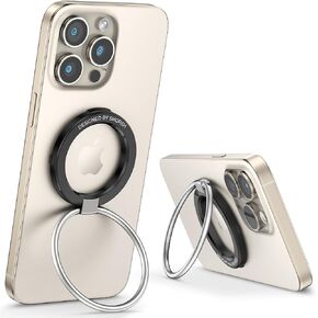 Upgraded Magnetic Phone Big Ring Holder for MagSafe, Finger Phone Grip Stand Kickstand,Two-Sided Magnetic Design for iPhone 16/15/14/13/12 & Other Smartphones, Car Mount Compatible, White