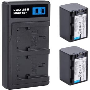 2 Pack NP-FV70 2200mah Battery Compatible for Sony FDR-AX53 FDR-AX700 HDR-CX455/B HDR-CX675/B HDR-CX900 HDR-PJ340 HDR-PJ540 HDR-PJ670/B HDR-PJ810 FDR-AX33/B FDR-AX100 Handycam and Charger Kit