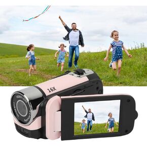Vintage Video Camera Camcorder, 16Mp Cam Corder, 1080P Digital Camera, 2.4 Inch Rotatable Screen Camcorder, 16X Zoom HD Video Recorder with Fill Light for Teens Beginner Adult