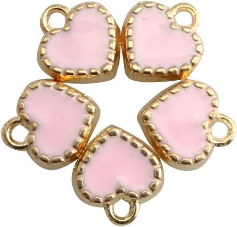 60pcs Heart Shape Enamel Pendant Accessories Heart Beads Gold Plated Dangle Charms for Headwear Earrings DIY Jewelry Making Blue in Saudi Arabia