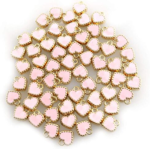 60pcs Heart Shape Enamel Pendant Accessories Heart Beads Gold Plated Dangle Charms for Headwear Earrings DIY Jewelry Making Blue in Saudi Arabia
