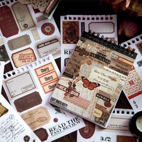 50Sheets Over 500Pcs Vintage Scrapbooking Stickers Pack, Junk Journal Stickers for Diary Planner Album Diary Notebook DIY Crafts (Letter) in Kuwait