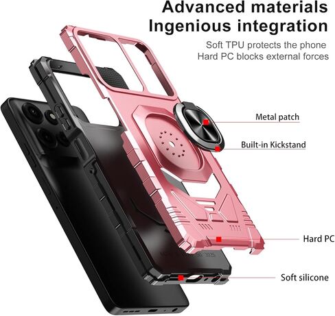 Ailiber Phone Case for Motorola G Power 2025, Moto G Play 2025 Screen Protector, Ring Kickstand for Magnetic Car Mount, Heavy Duty Shockproof Protective Rugged Cell Phone Cover-Rose Gold in Kuwait