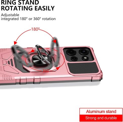 Ailiber Phone Case for Motorola G Power 2025, Moto G Play 2025 Screen Protector, Ring Kickstand for Magnetic Car Mount, Heavy Duty Shockproof Protective Rugged Cell Phone Cover-Rose Gold in Kuwait