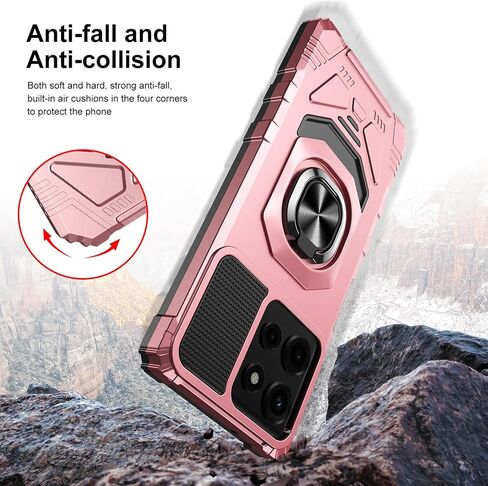 Ailiber Phone Case for Motorola G Power 2025, Moto G Play 2025 Screen Protector, Ring Kickstand for Magnetic Car Mount, Heavy Duty Shockproof Protective Rugged Cell Phone Cover-Rose Gold in Kuwait