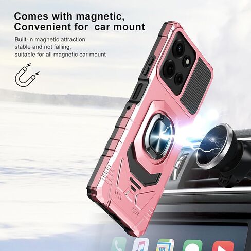 Ailiber Phone Case for Motorola G Power 2025, Moto G Play 2025 Screen Protector, Ring Kickstand for Magnetic Car Mount, Heavy Duty Shockproof Protective Rugged Cell Phone Cover-Rose Gold in Kuwait