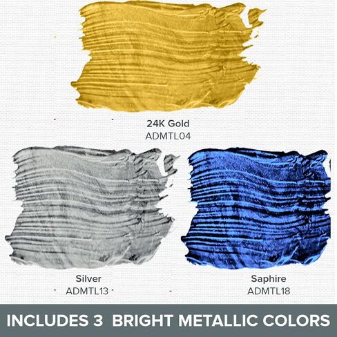 DecoArt Americana Décor Metallics 24K Sterling Silver Paint, 3 Pack 8oz Metallic 24K Silver Acrylic Paint - Water Based Multi Surface Paint for Arts and Crafts, Home Decor, Wall Decor in Kuwait