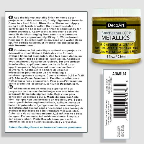 DecoArt Americana Décor Metallics 24K Sterling Silver Paint, 3 Pack 8oz Metallic 24K Silver Acrylic Paint - Water Based Multi Surface Paint for Arts and Crafts, Home Decor, Wall Decor in Kuwait