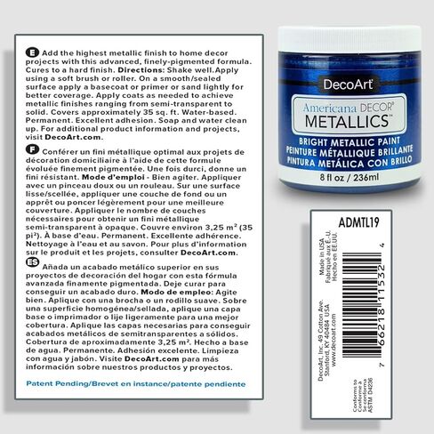 DecoArt Americana Décor Metallics 24K Sterling Silver Paint, 3 Pack 8oz Metallic 24K Silver Acrylic Paint - Water Based Multi Surface Paint for Arts and Crafts, Home Decor, Wall Decor in Kuwait