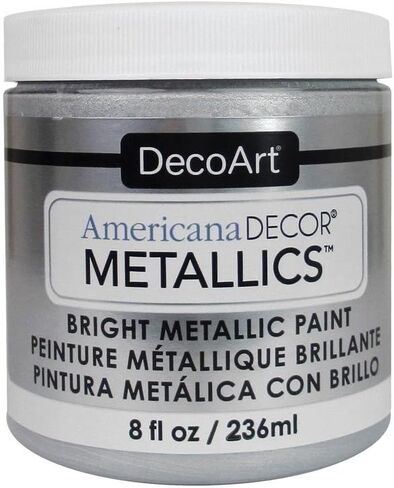 DecoArt Americana Décor Metallics 24K Sterling Silver Paint, 3 Pack 8oz Metallic 24K Silver Acrylic Paint - Water Based Multi Surface Paint for Arts and Crafts, Home Decor, Wall Decor in Kuwait