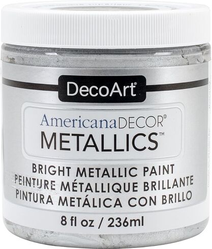 DecoArt Americana Décor Metallics 24K Sterling Silver Paint, 3 Pack 8oz Metallic 24K Silver Acrylic Paint - Water Based Multi Surface Paint for Arts and Crafts, Home Decor, Wall Decor in Kuwait