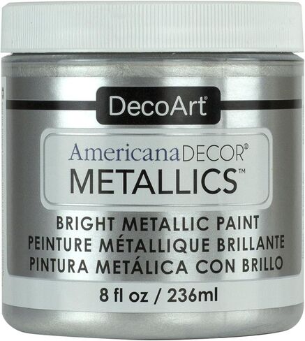 DecoArt Americana Décor Metallics 24K Sterling Silver Paint, 3 Pack 8oz Metallic 24K Silver Acrylic Paint - Water Based Multi Surface Paint for Arts and Crafts, Home Decor, Wall Decor in Kuwait