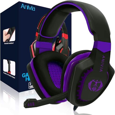 Anivia AH28 Over Ear Headphones Wired Stereo Computer Headsets Gaming Headset with Mic, Bass with Volume Control, Noise Isolating for Multi-Platforms in Kuwait