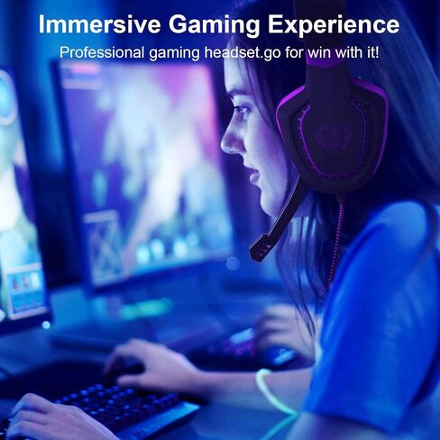 Anivia AH28 Over Ear Headphones Wired Stereo Computer Headsets Gaming Headset with Mic, Bass with Volume Control, Noise Isolating for Multi-Platforms in Kuwait