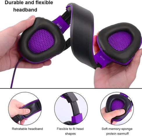 Anivia AH28 Over Ear Headphones Wired Stereo Computer Headsets Gaming Headset with Mic, Bass with Volume Control, Noise Isolating for Multi-Platforms in Kuwait